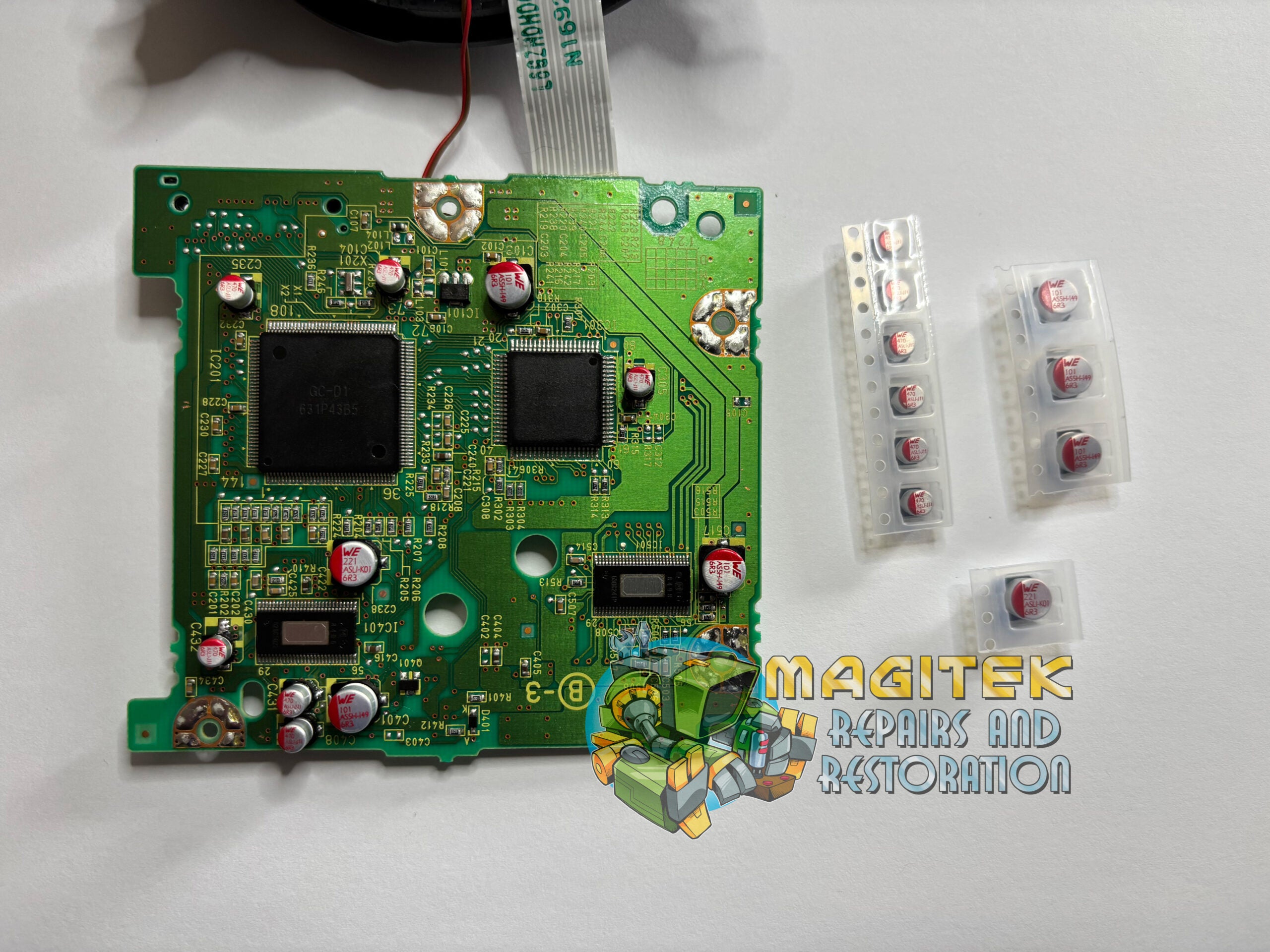 Capacitor Kit for the GameCube Optical Board (All Versions) Capacitor Kit for the GameCube Optical Board (All Versions)